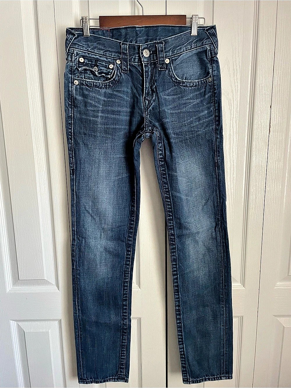True Religion Rocco Skinny Flap Jeans, Blue, Size 29